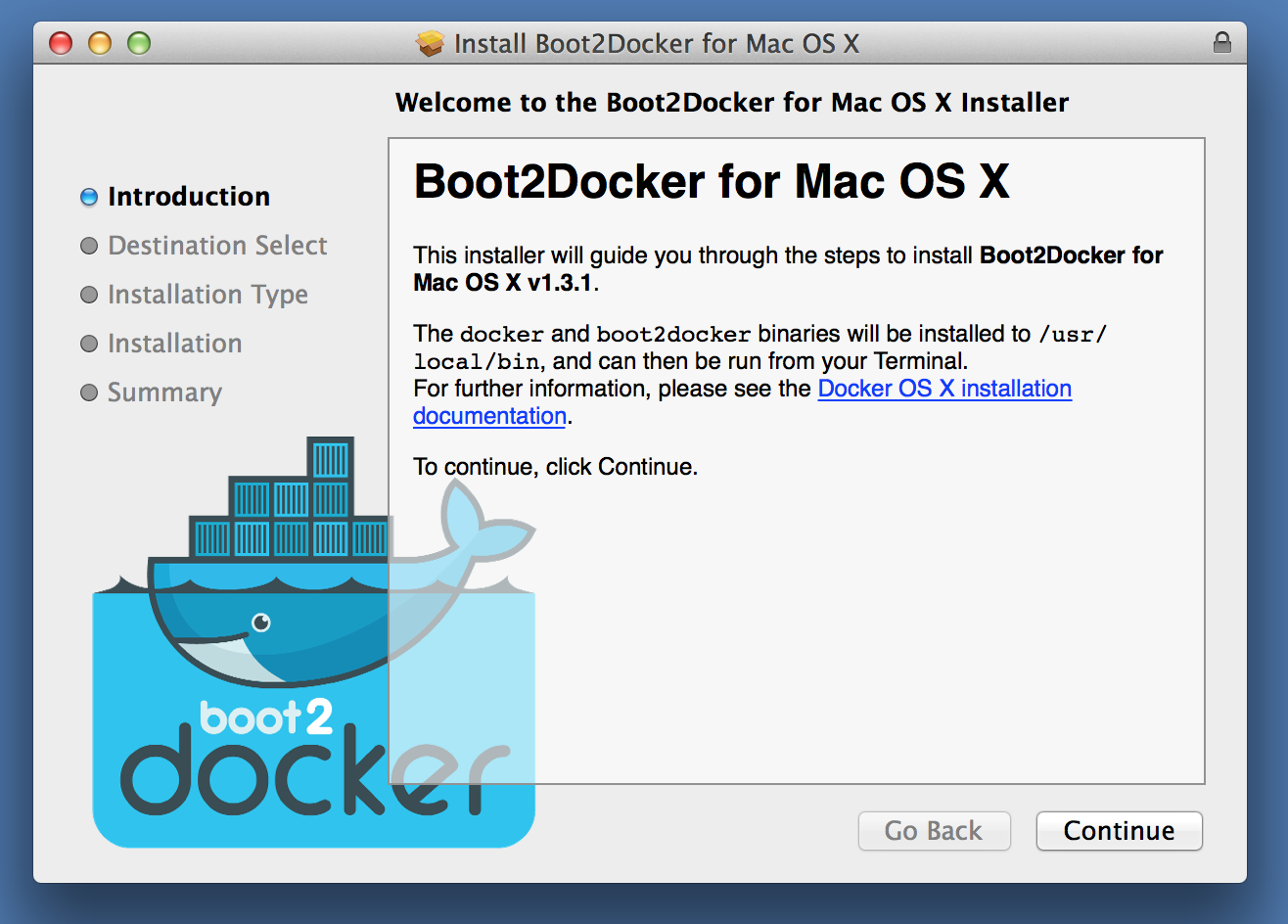 Instructions to install boot2docker